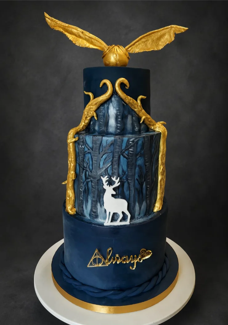 Denises little cake dark blue cake